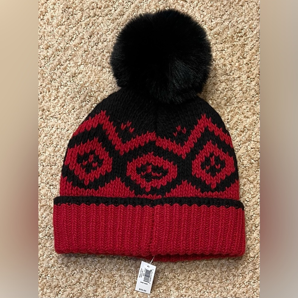 NWT Banana Republic - Aislin Fair Isle‎ Beanie - Red/Black